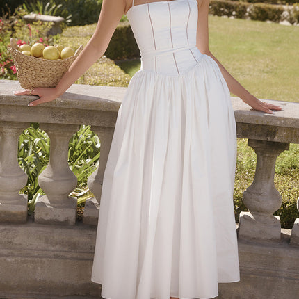 Onbely robe de soirée longue à fines brides bal de promo blanche