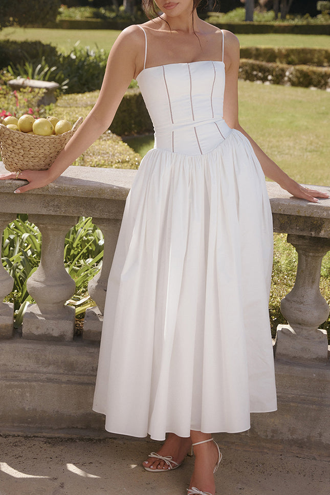 Onbely robe de soirée longue à fines brides bal de promo blanche