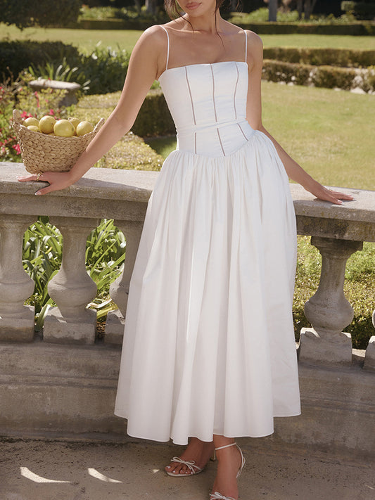 Onbely robe de soirée longue à fines brides bal de promo blanche