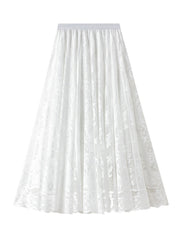 Onbely elegant women's long lace skirt