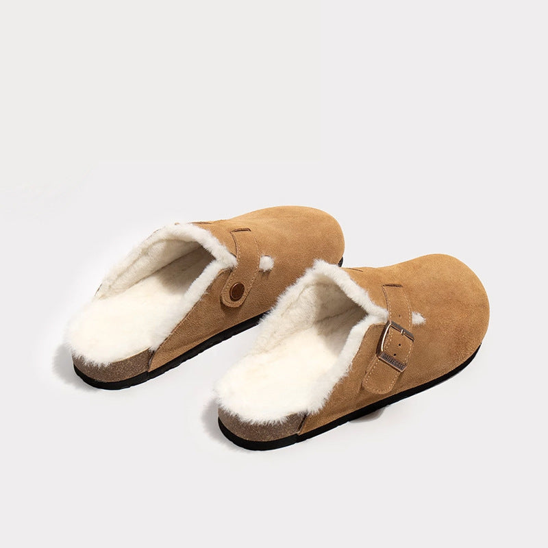 Mules en Daim à Fourrure - Sabots Mode Confortable pour Automne-Hiver