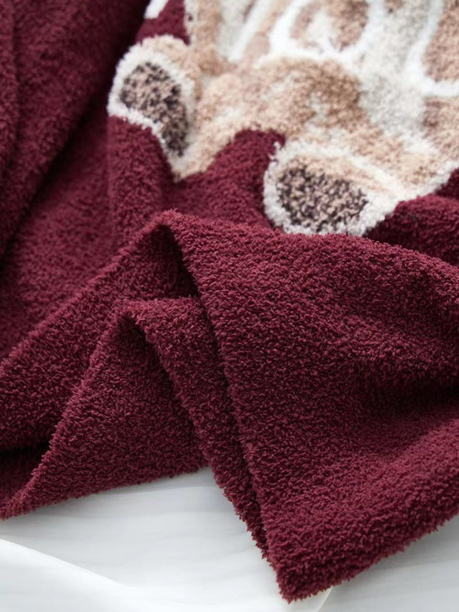 Onbely ensemble de pyjama polaire nounours ours carreaux femme noël