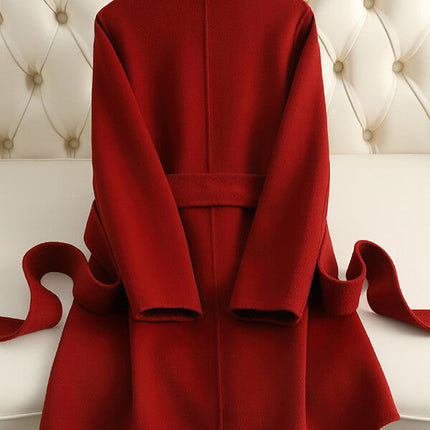 Onbely manteau en laine avec ceinture col revers femme élégant noël