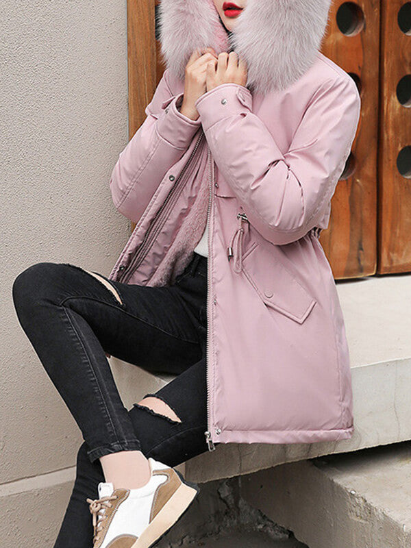 Onbely parka mi-longue doublé polaire à capuche femme hiver