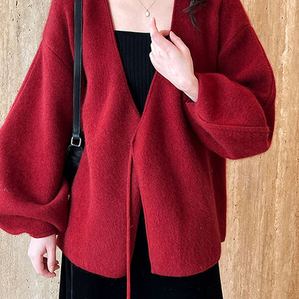 Onbely cardigans strappy rouge noël pour femme - onbely