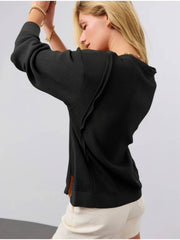 Onbely sweatshirt unicolore col rond manches longues femme élégante décontractée mode casual