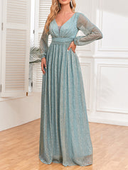 Onbely Elegant Long Maxi Evening Dress with Shiny Sequins for Women Wedding Ceremony