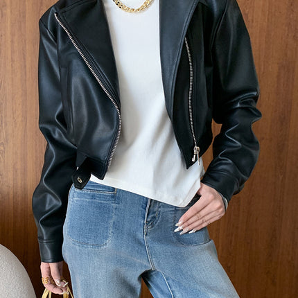 Onbely Perfecto femme en simili cuir court avec poches et fermeture éclair