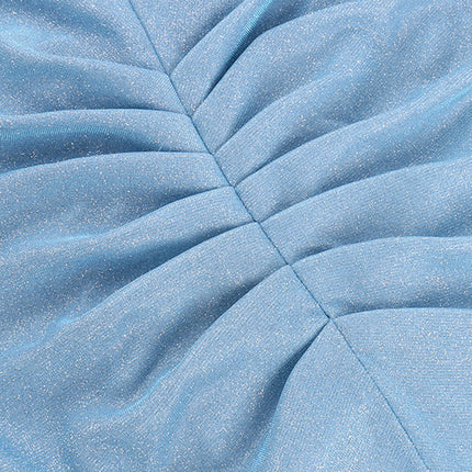 Onbely Robe de soirée longue et moulante brillante paillette à fines brides bleue