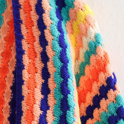 Onbely cardigan rayures arc-en-ciel femme ample casual