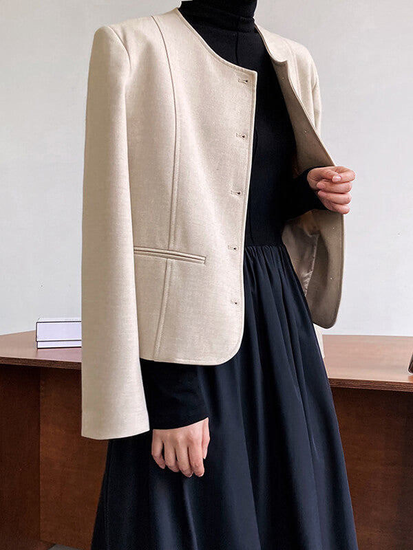Onbely blazer boutonnage avec poches manches longues femme mode - onbely