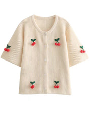Onbely t-shirt crochet cerise col rond pour femme décontracté