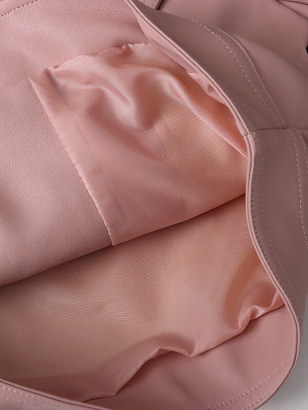 Onbely veste courte cuir PU mode avec poches femme - onbely