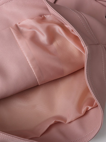 Onbely veste courte cuir PU mode avec poches femme - onbely