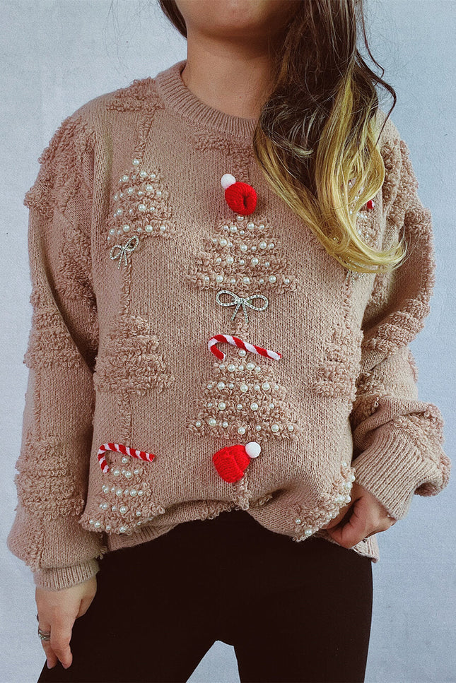 Pull De Noël à motif de sapin floqué