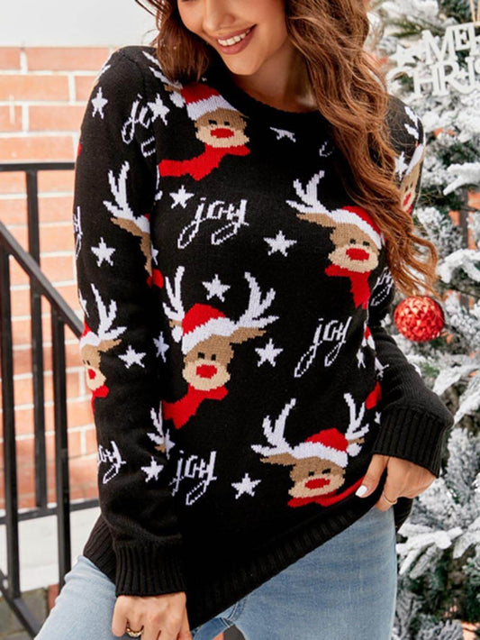 Pull De Noël tricoté à motif de renne