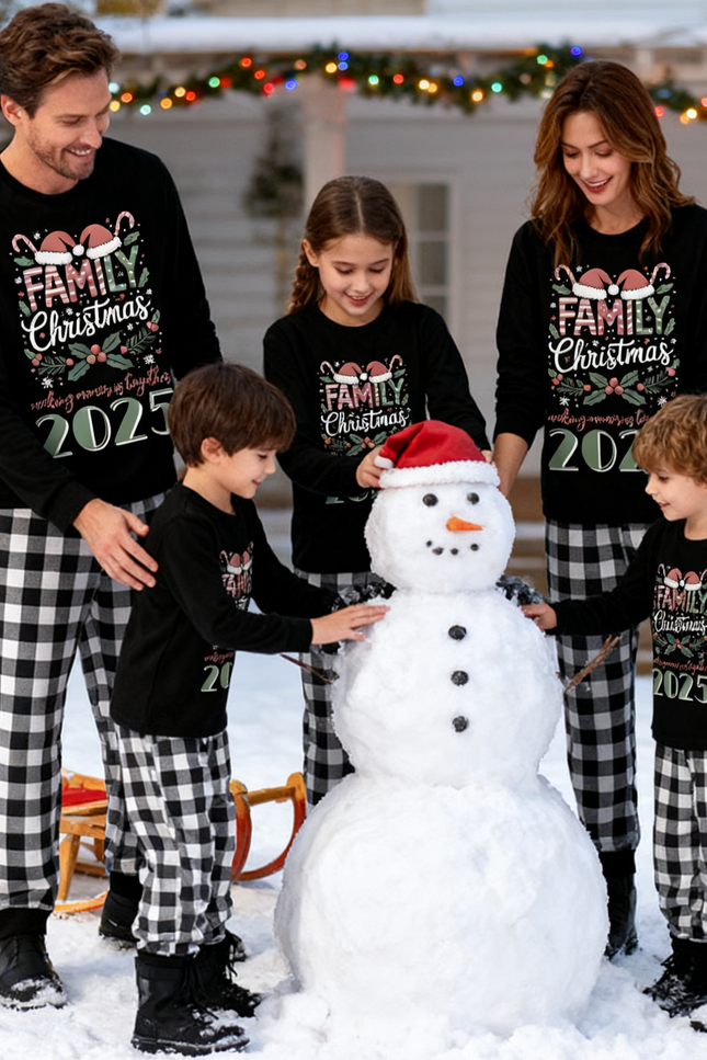 MEMORIES - Pyjamas de Noël familiaux à carreaux noirs et blancs