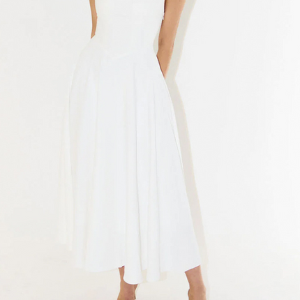 Onbely Robe Midi trapèze col carré simple Élégant Cocktail