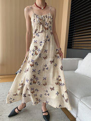 Onbely Butterfly Print Maxi Dress with Thin Straps