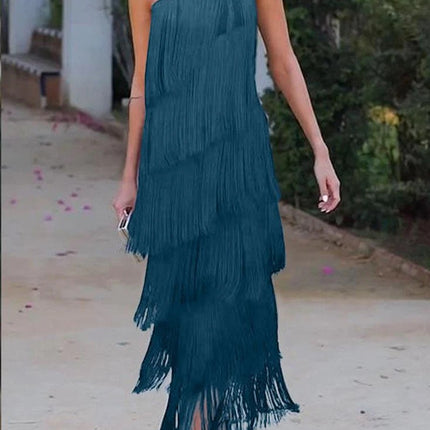 Onbely mi-longue robe unicolore une épaule col asymétrique mode élégant tous les jours bureau