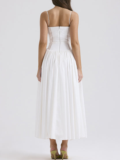 Onbely robe de soirée longue à fines brides bal de promo blanche