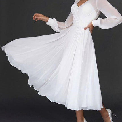 Onbely robe longue mousseline manches longues blanche - onbely