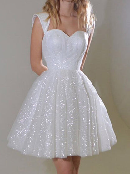 Onbely mini robe blanche col bateau brillante paillette - onbely