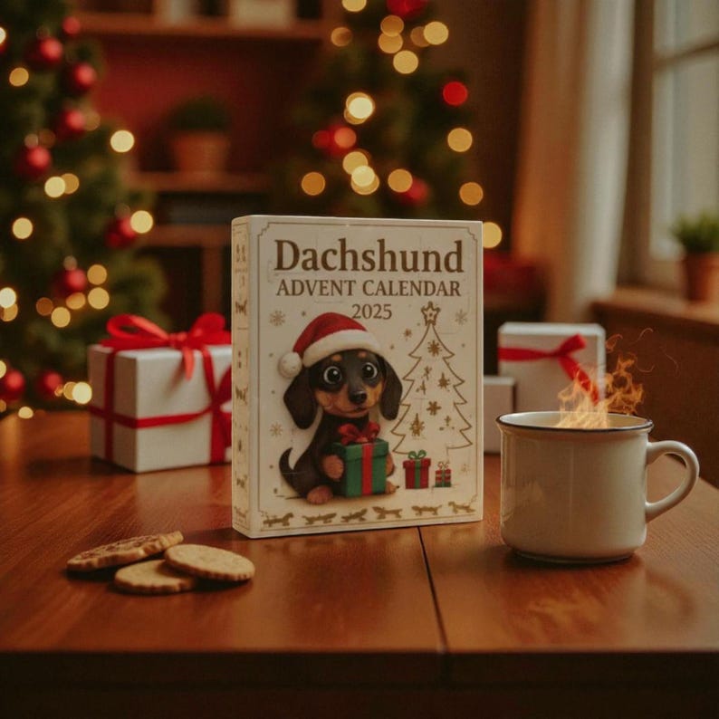 Dachshund Advent Calendar – 24-Day Christmas Countdown with Cute Sausage Dog Figures – Holiday Gift for Dog Lovers & Kids