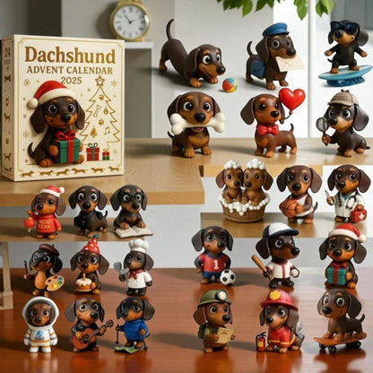 Dachshund Advent Calendar – 24-Day Christmas Countdown with Cute Sausage Dog Figures – Holiday Gift for Dog Lovers & Kids