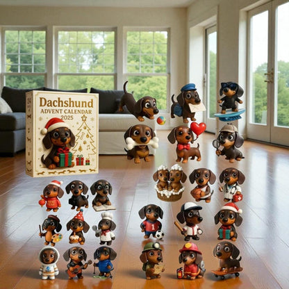 Dachshund Advent Calendar – 24-Day Christmas Countdown with Cute Sausage Dog Figures – Holiday Gift for Dog Lovers & Kids