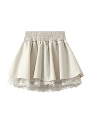 Onbely Women's Lace Bowknot Mini Cake Skirt