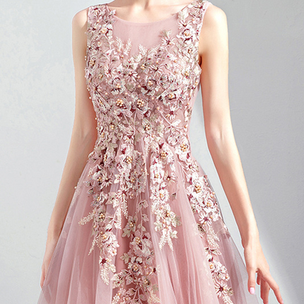 Onbely robe maxi longue de soirée brodée élégant rose - onbely