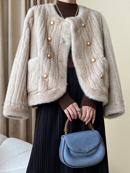 Onbely manteau en fausse fourrure double boutonnage - onbely
