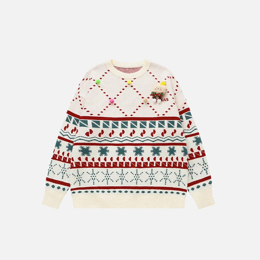 Pull de Noël tricoté à motif de neige