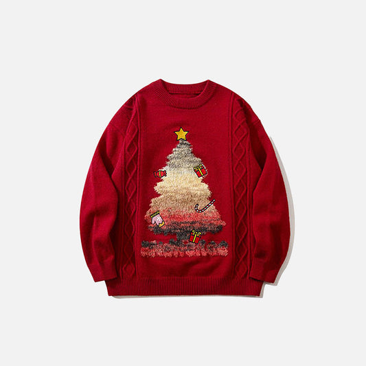 Pull de Noël tricoté à motif de sapin