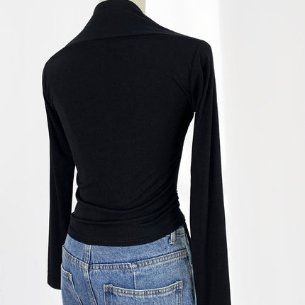 Onbely haut strappy col carré manches longues femme mode