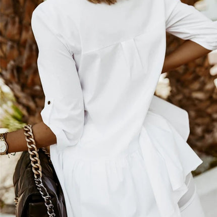 Onbely blouse à volantée boutonnage col chemise manches au coude femme élégant