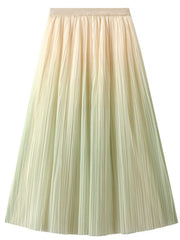 Onbely Women's Elegant Gradient Color Tulle Pleated Long Skirt