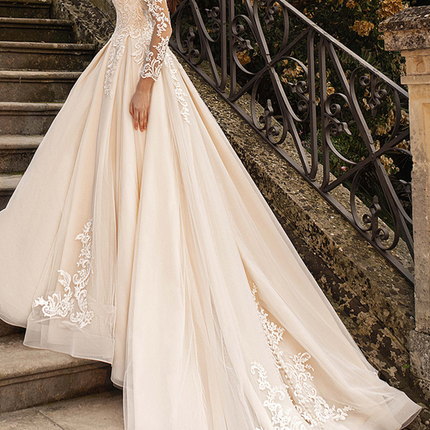 Onbely robe de mariée maxi longue dentelle appliques pearl dos nu bohème boho dress