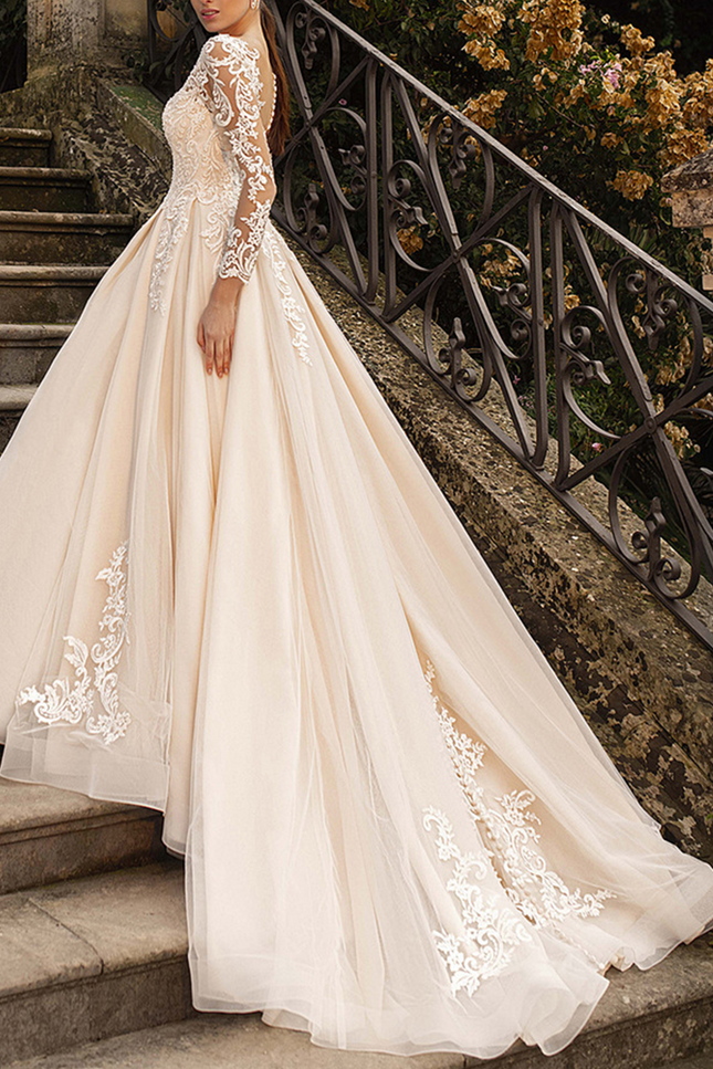 Onbely robe de mariée maxi longue dentelle appliques pearl dos nu bohème boho dress