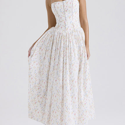 Onbely robe de soirée longue à fines brides imprimé à fleurie bal de promo