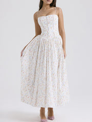 Onbely long evening dress with thin straps in floral print for prom