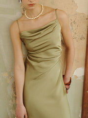 Onbely Long Evening Dress Satin with Thin Straps Elegant