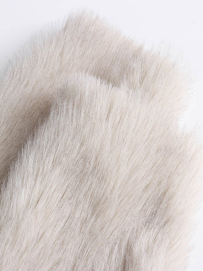 Onbely manteau en fausse fourrure courte pour femme mode