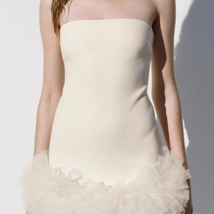 Onbely robe courte bouffante tutu tulle unicolore bustier doux mode vacances tous les jours