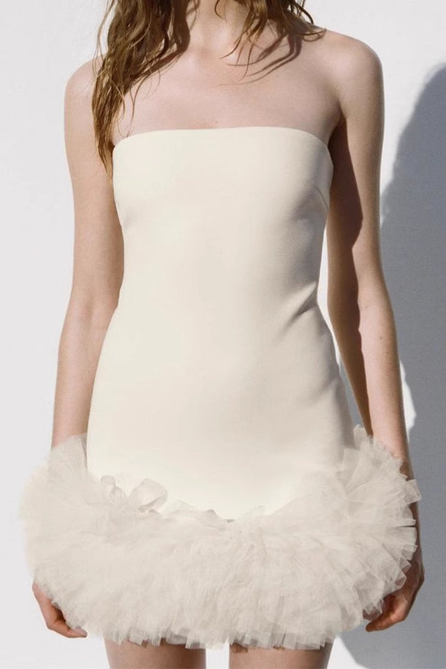 Onbely robe courte bouffante tutu tulle unicolore bustier doux mode vacances tous les jours