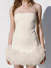 Onbely robe courte bouffante tutu tulle unicolore bustier doux mode vacances tous les jours