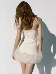 Onbely robe courte bouffante tutu tulle unicolore bustier doux mode vacances tous les jours