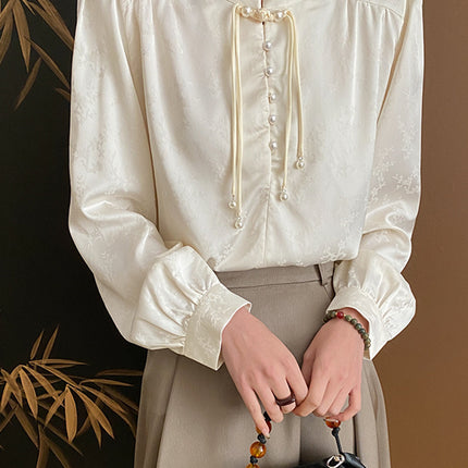 Onbely chemise chinoise pearl élégant