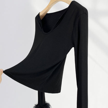 Onbely Haut Mode pour Femme avec Plumes et Manches Longues en Coton et Polyester